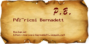 Páricsi Bernadett névjegykártya